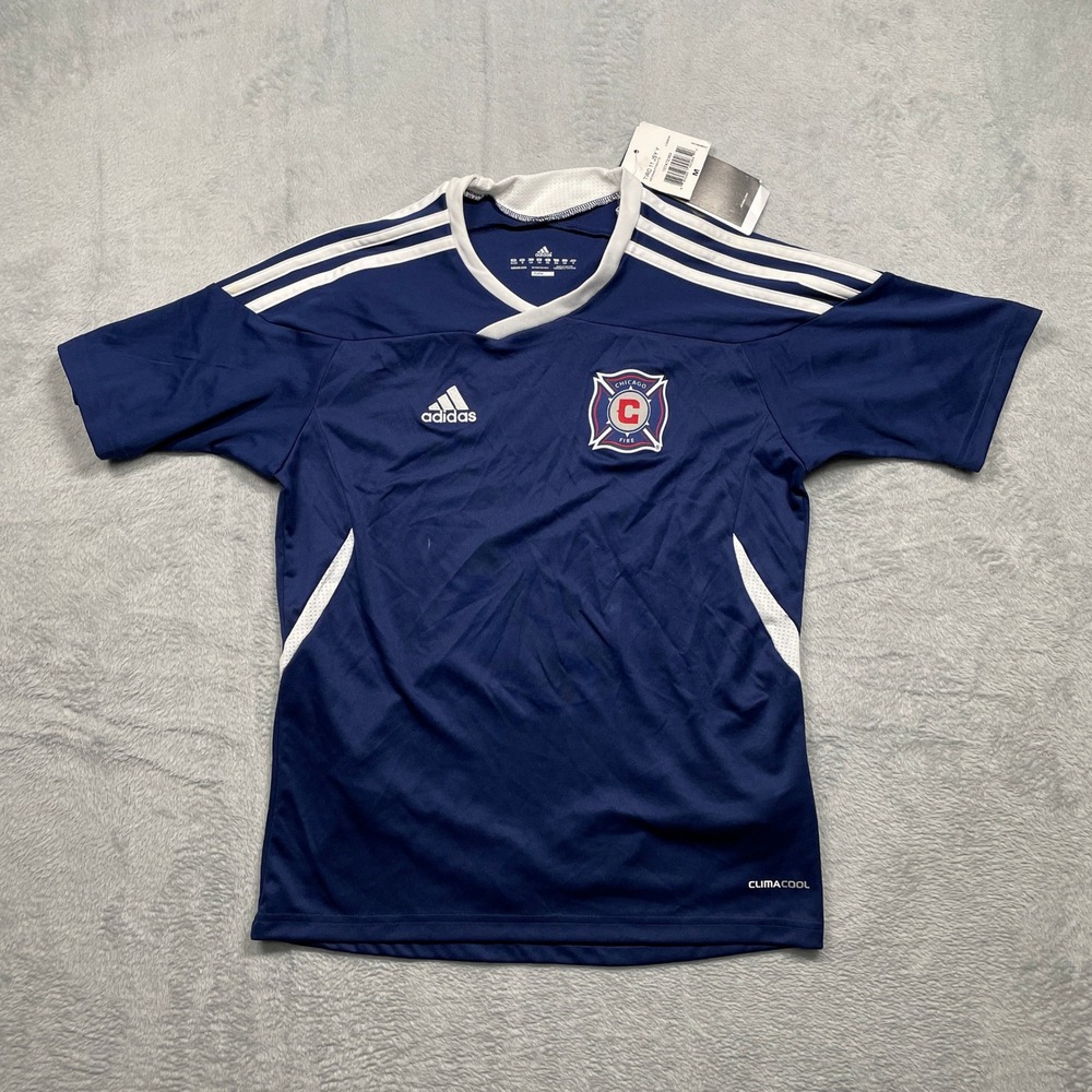 Adidas Chicago Fire Soccer Jersey Kids Size M Navy Blue Tiro 11 V39844